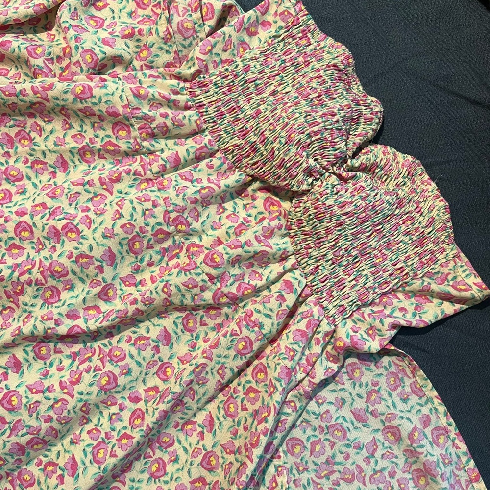 SHEIN Floral Pink and Yellow Halter Dress